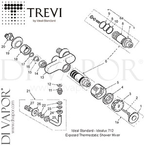 Trevi Idealux 712 Exposed Shower Valve Spare Parts - IDL DV 396